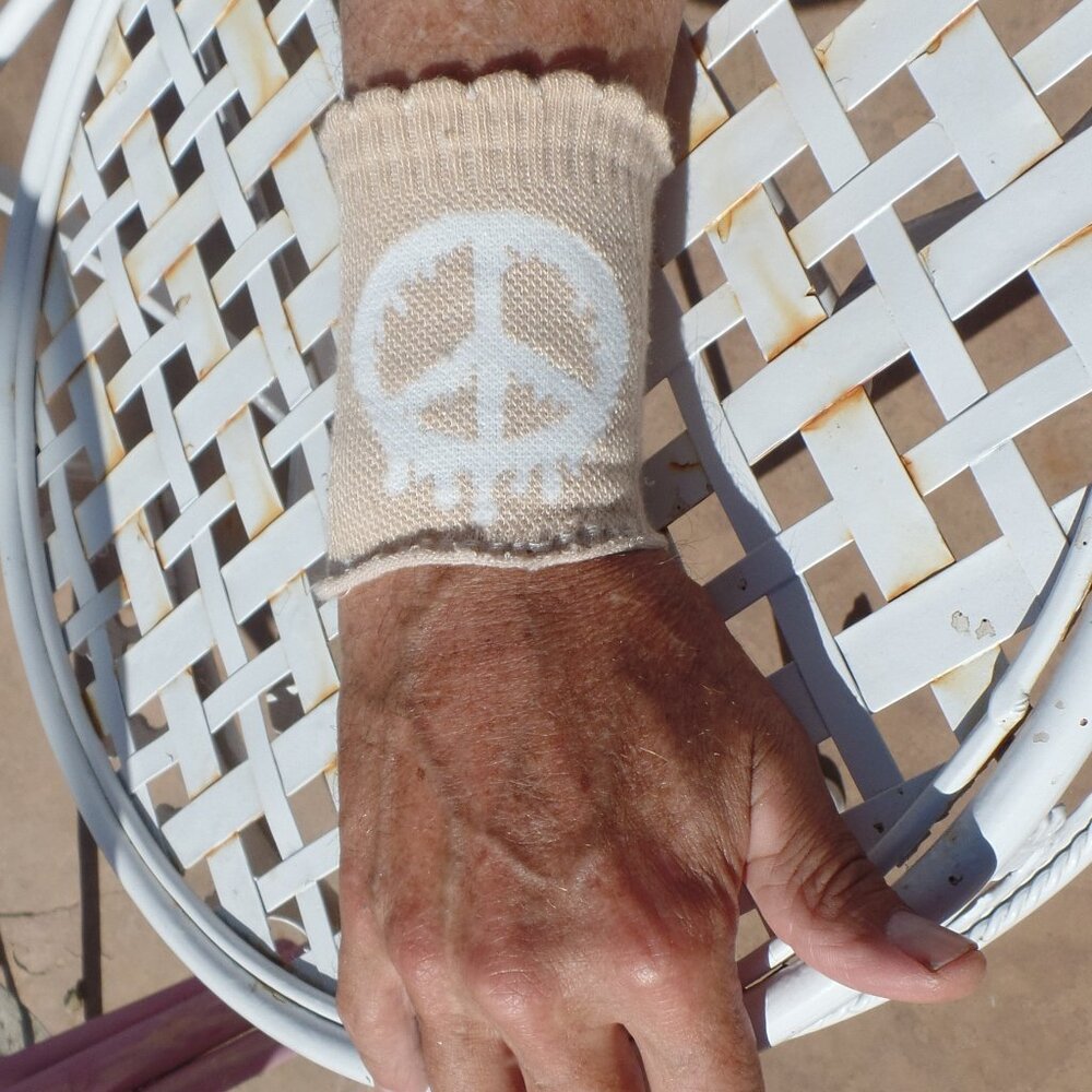 Handmade Upcycled Wrist Swag PEACE PULL ON